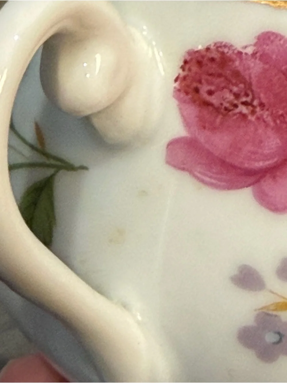 Vintage Lefton Hand Painted Replacement Tea Cup 5804R Pink Purple Flowers - Picture 3 of 16